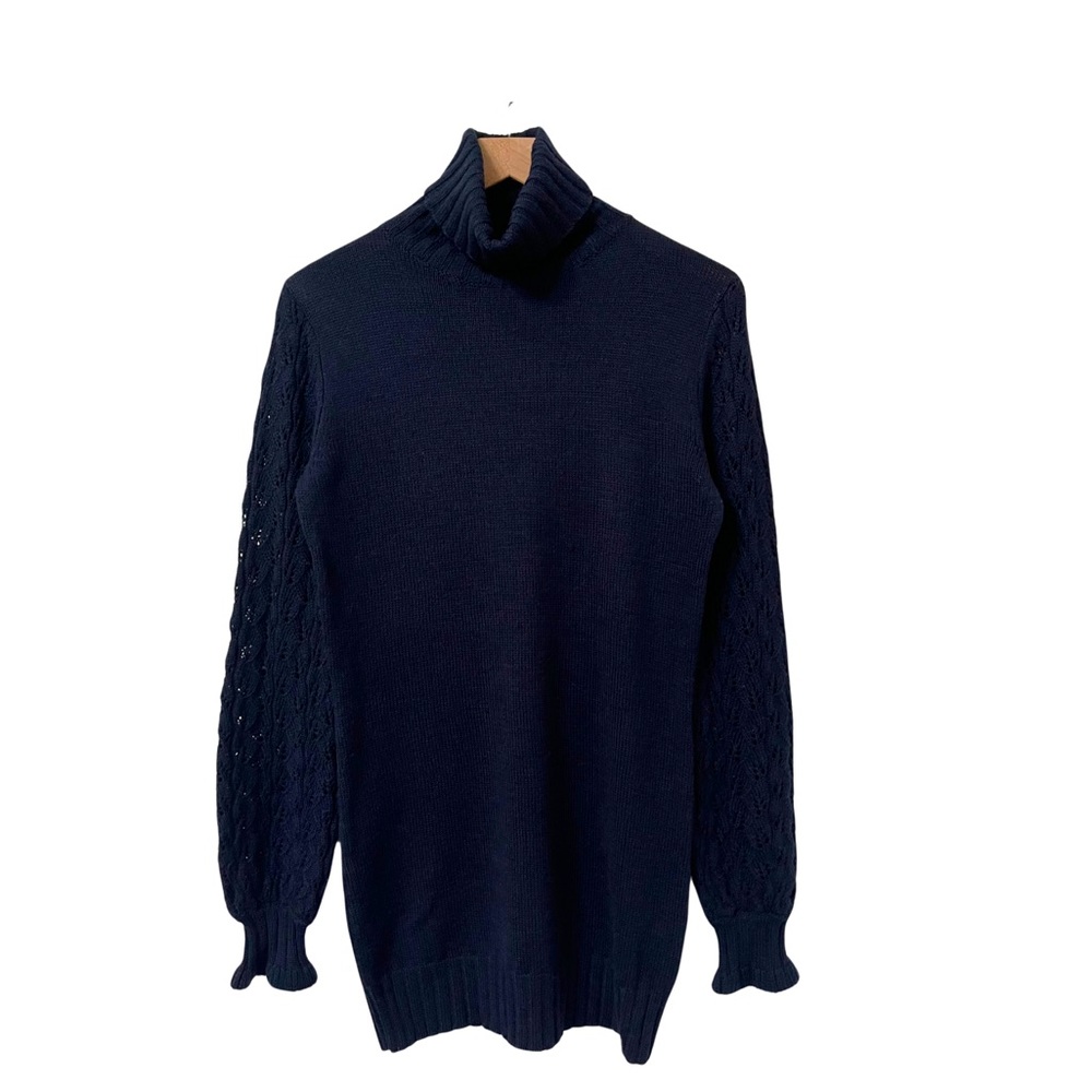 Millie Mackintosh Navy Wool Blend Turtleneck Sweater Dress Size Medium